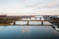 Warszawa, most kolejowy na Wiśle (średnicowy) i most Poniatowskiego, 28.03.2019, Autor A. Hampel