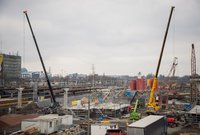 Plac budowy widziany z góry na stacji Warszawa Zachodnia, autor Łukasz Hachuła, 24.03.2021 r.