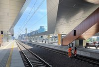 Wykonawcy na torach stacji Warszawa Zachodnia, w tle pasażerowie na peronach, fot. A. Szeliga (1)