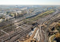 Widok z góry na budowane nowe tory na stacji Warszawa Zachodnia i Warszawa Czyste. fot. Artur Lewandowski