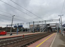 Stacja Warszawa Gdańska, ogólny widok na budowę kładki, perony, Autor: Karol Jakubowski