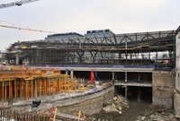 Przekrój poziomów prac. Roboty konstrukcyjne tunelu. Widok na tunel tramwajowy, fot. Martyn Janduła